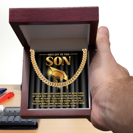 Son Graduation Gift My Heart is Filled with Pride Cuban Chain Link Necklace
