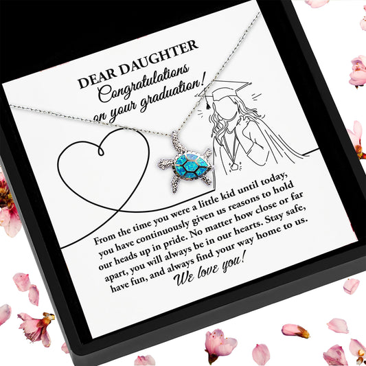 Daughter Graduation Gift Congratulations Stay Safe Have Fun Opal Turtle Pendant Necklace
