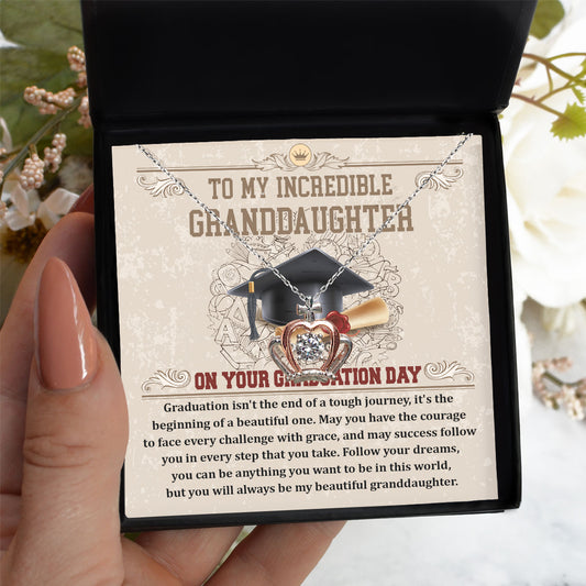 Granddaughter Graduation Gift Follow Your Dreams Crown Pendant Necklace
