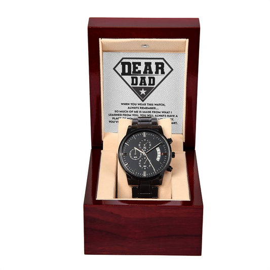 Dear Dad, You are my Hero Men's Black Chronograph Watch