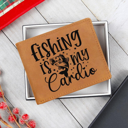 Fishing is My Cardio Leather Wallet - Mallard Moon Gift Shop