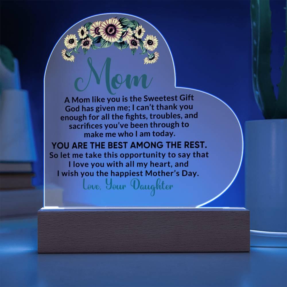 Heartfelt Gift for Mom - I Love You with All My Heart Personalized Acrylic Heart - Mallard Moon Gift Shop