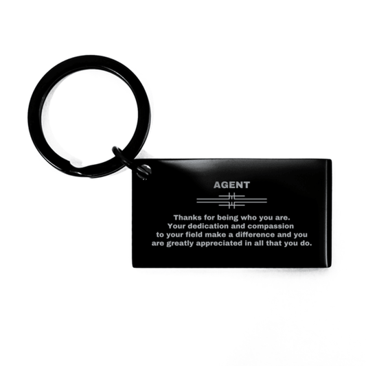 Agent Black Engraved Keychain - Thanks for being who you are - Birthday Christmas Jewelry Gifts Coworkers Colleague Boss - Mallard Moon Gift Shop