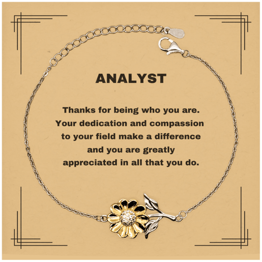 Analyst Sunflower Bracelet - Thanks for being who you are - Birthday Christmas Jewelry Gifts Coworkers Colleague Boss - Mallard Moon Gift Shop
