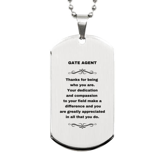 Gate Agent Silver Dog Tag Necklace Engraved Bracelet - Thanks for being who you are - Birthday Christmas Jewelry Gifts Coworkers Colleague Boss - Mallard Moon Gift Shop