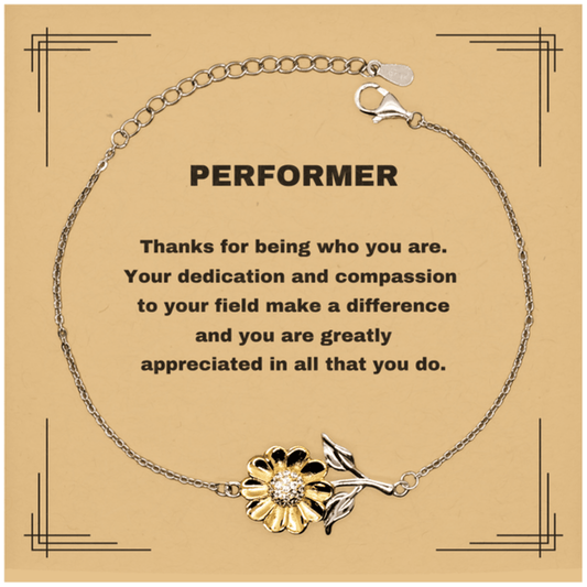 Performer Sunflower Bracelet - Thanks for being who you are - Birthday Christmas Jewelry Gifts Coworkers Colleague Boss - Mallard Moon Gift Shop