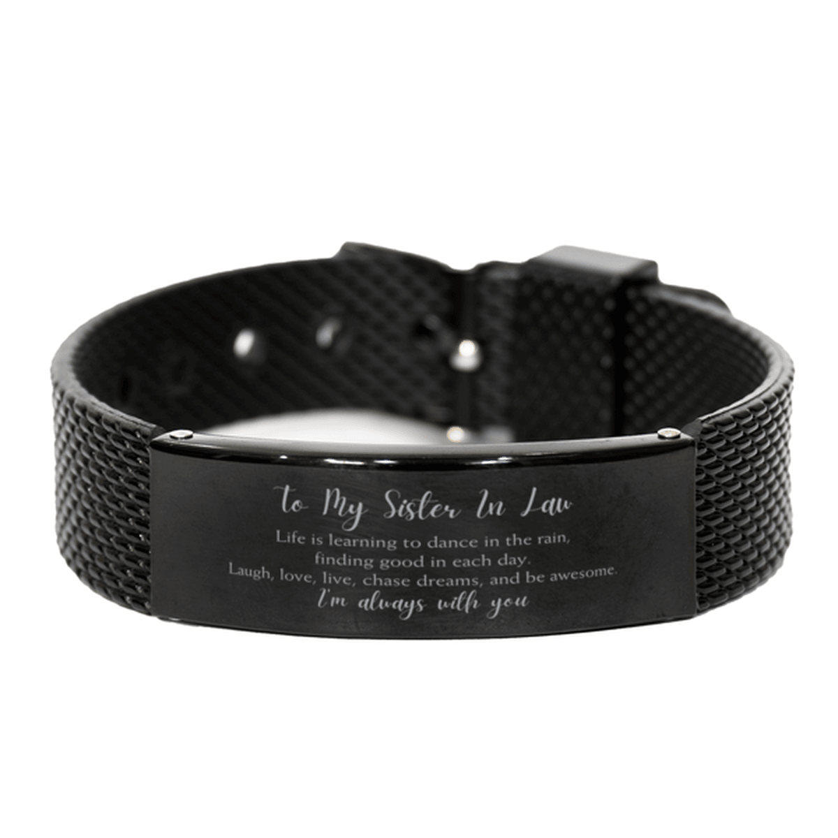 Sister In Law Christmas Perfect Gifts, Sister In Law Black Shark Mesh  Bracelet, Motivational Sister In Law Engraved Gifts, Birthday Gifts For Sister  In Law, To My Sister In Law Life is