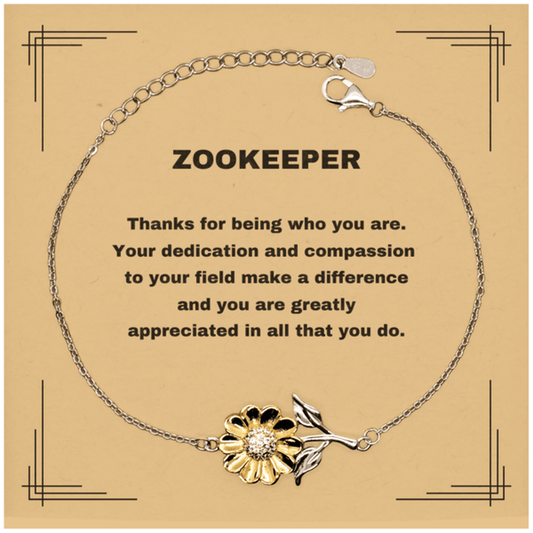 ZookeeperSunflower Bracelet - Thanks for being who you are - Birthday Christmas Jewelry Gifts Coworkers Colleague Boss - Mallard Moon Gift Shop