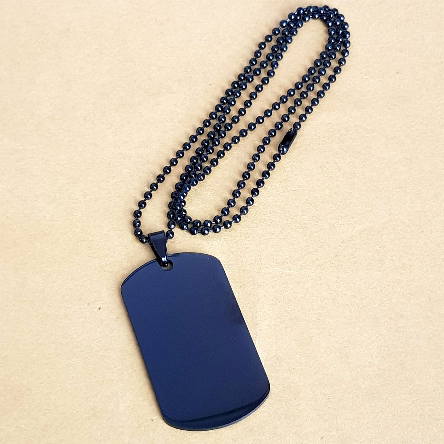 Black Dog Tag Engraved Necklace