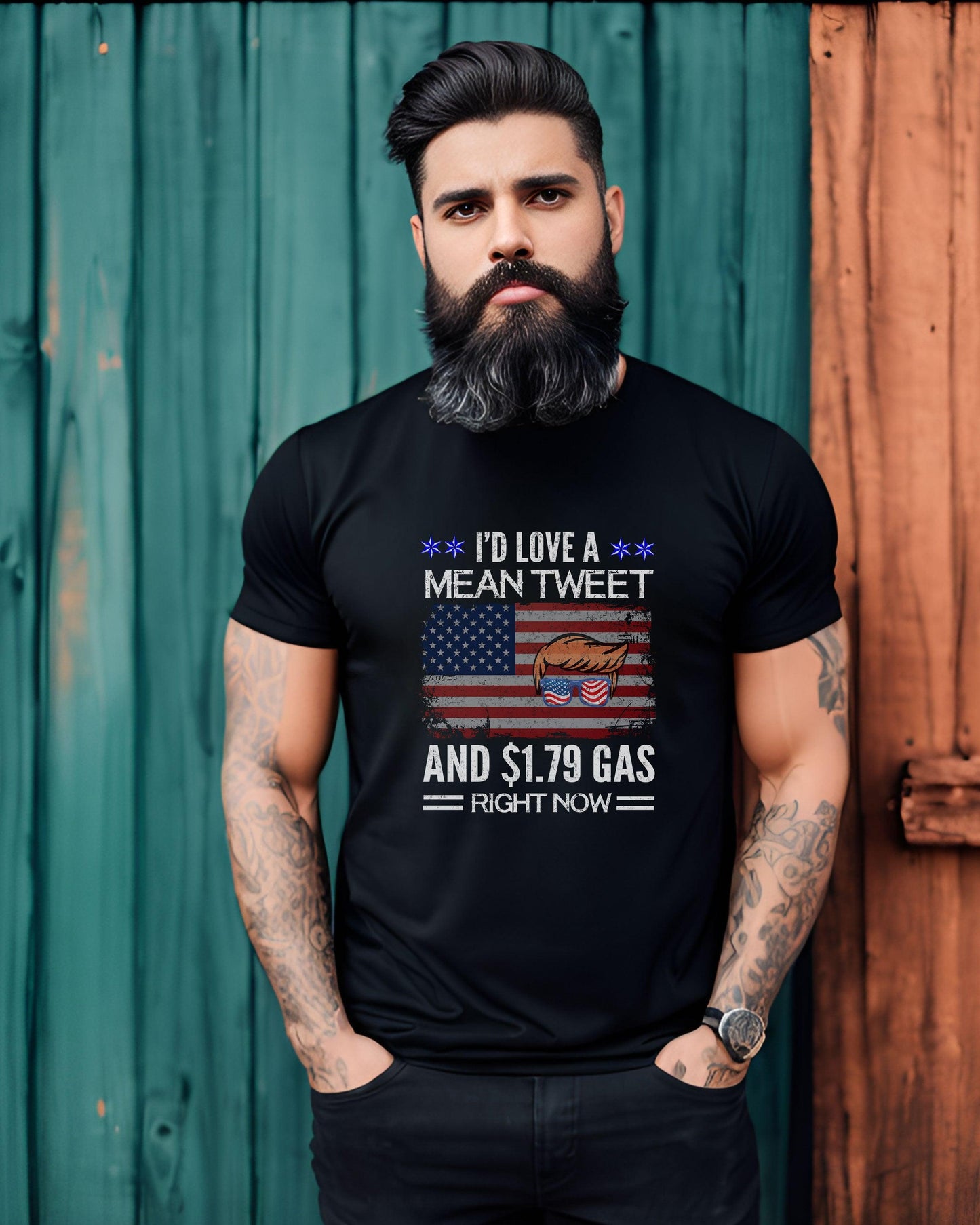 Trump I'd Love a Mean Tweet and $1.79 Gas Right Now Premium Short Sleeve T-Shirt