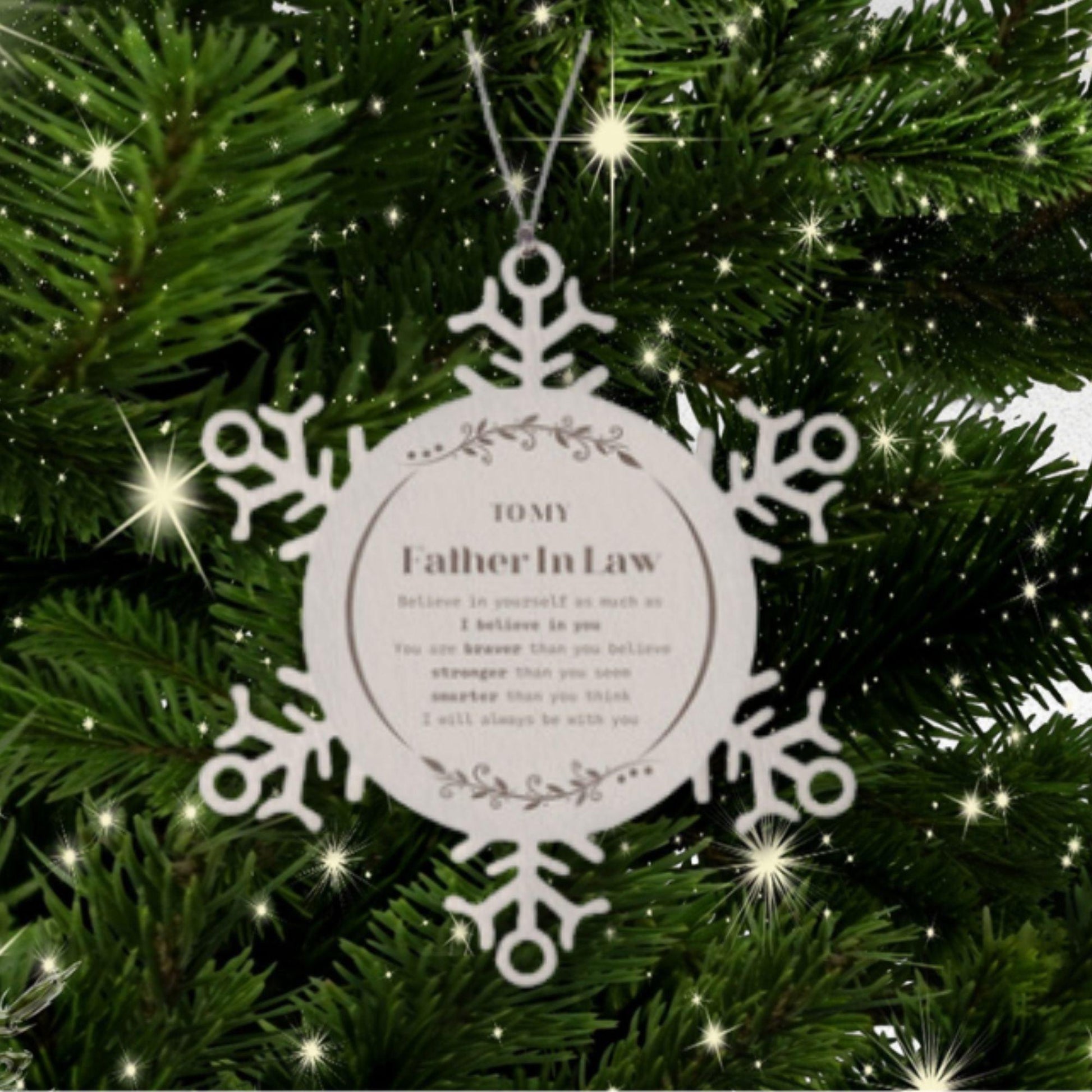 Father In Law Snowflake Ornament Gifts, To My Father In Law You are braver than you believe, stronger than you seem, Inspirational Gifts For Father In Law Ornament, Birthday, Christmas Gifts For Father In Law Men Women - Mallard Moon Gift Shop