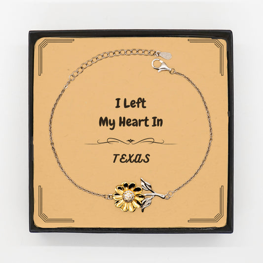 I Left My Heart In Texas Gifts, Meaningful Texas State for Friends, Men, Women. Sunflower Bracelet for Texas People