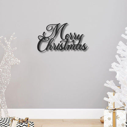 Merry Christmas Script Lettering Metal Wall Sign