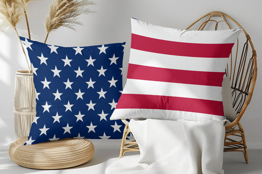 American Flag Stars and Stripes Patriotic Indoor-Outdoor Pillow