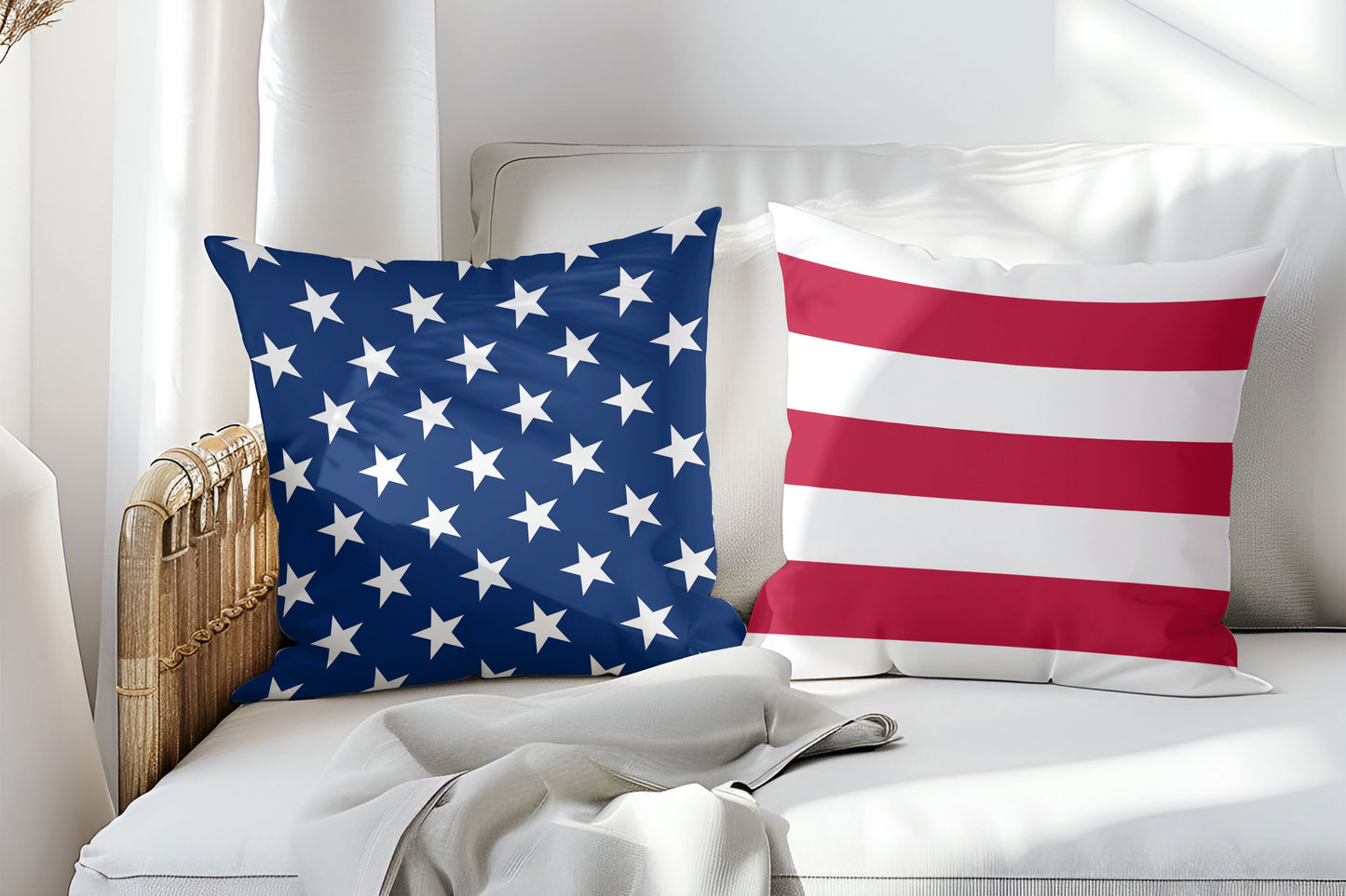 American Flag Stars and Stripes Patriotic Indoor-Outdoor Pillow