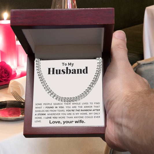 To My Husband - My Armor - Cuban Link Chain Necklace