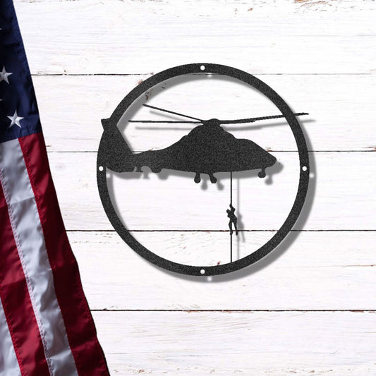Helicopter Drop Metal Art Wall Sign