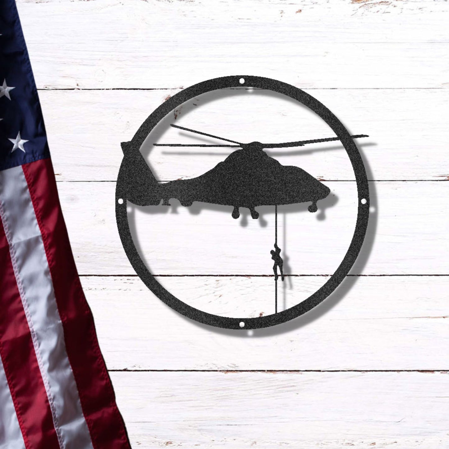 Helicopter Drop Metal Art Wall Sign