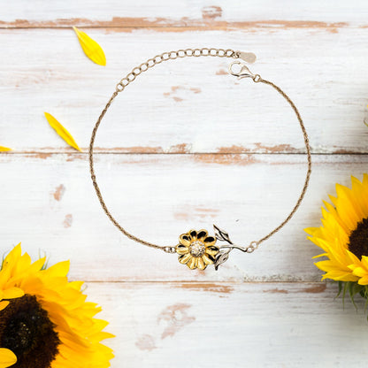 Gift for Daughter Personalized Sunflower Bracelet