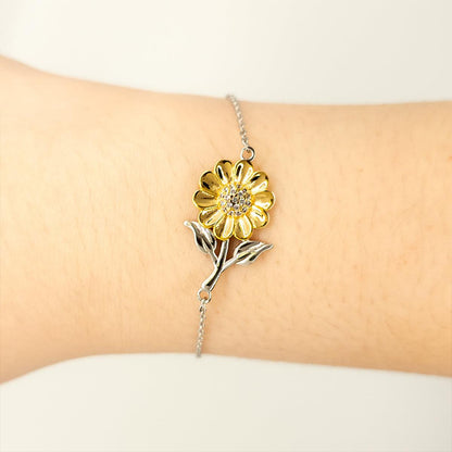 Sister Sunflower Bracelet Gifts, To My Sister You are braver than you believe, stronger than you seem, Inspirational Gifts For Sister Card, Birthday, Christmas Gifts For Sister Men Women