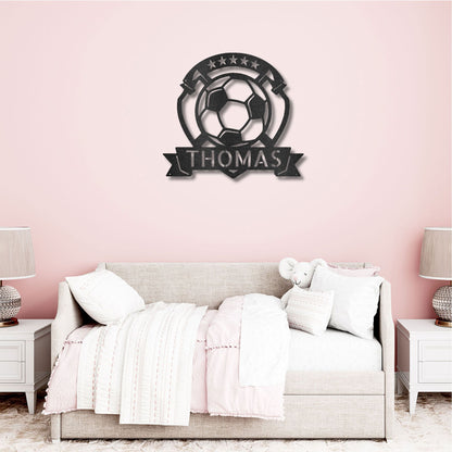 Soccer Plaque Custom Name Steel Wall Sign