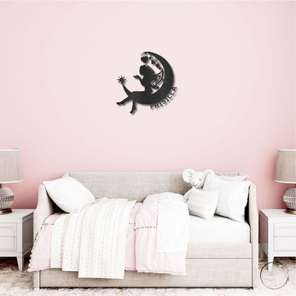 Fairy Moon Custom Name Metal Art Wall Sign