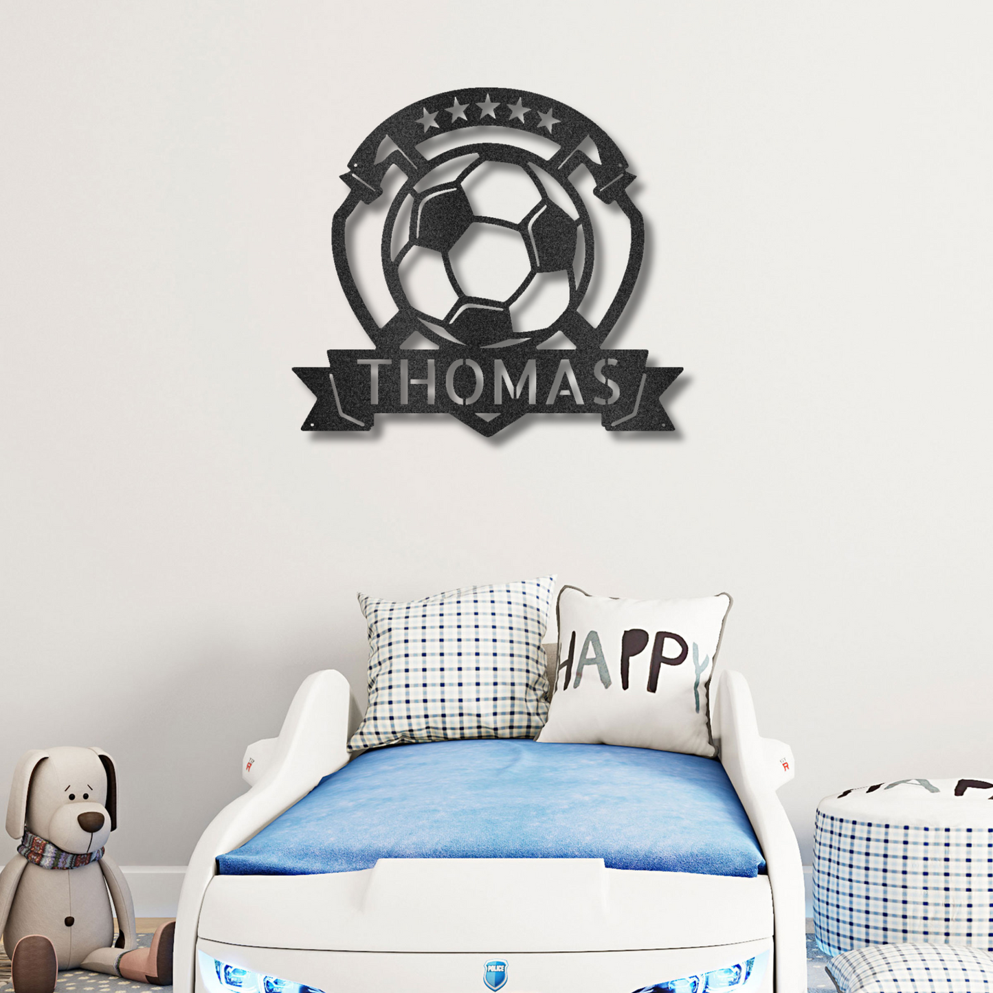 Soccer Plaque Custom Name Steel Wall Sign