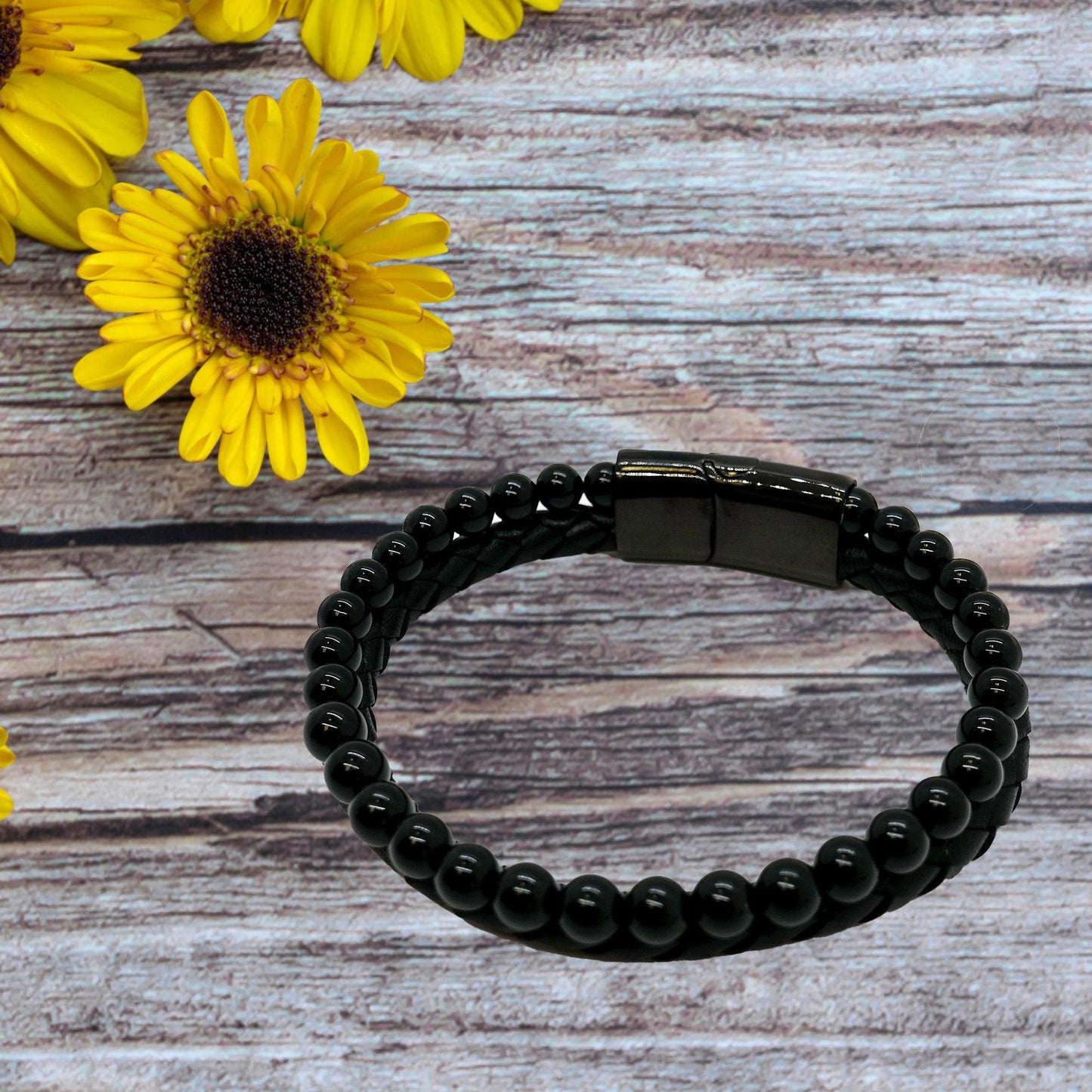 Granddaughter Black Braided Leather Stone  Bracelet, Remember, You Will Never Lose. You Will Either Win or Learn, Birthday, or Christmas