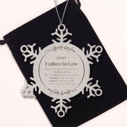 Father In Law Snowflake Ornament Gifts, To My Father In Law You are braver than you believe, stronger than you seem, Inspirational Gifts For Father In Law Ornament, Birthday, Christmas Gifts For Father In Law Men Women - Mallard Moon Gift Shop