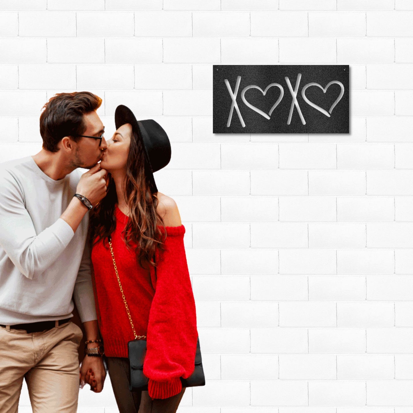 XOXO Hugs and Kisses Indoor Outdoor Steel Wall Sign
