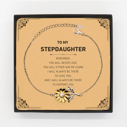 Stepdaughter Gifts, To My Stepdaughter Remember, you will never lose. You will either WIN or LEARN, Keepsake Sunflower Bracelet For Stepdaughter Card, Birthday Christmas Gifts Ideas For Stepdaughter X-mas Gifts - Mallard Moon Gift Shop