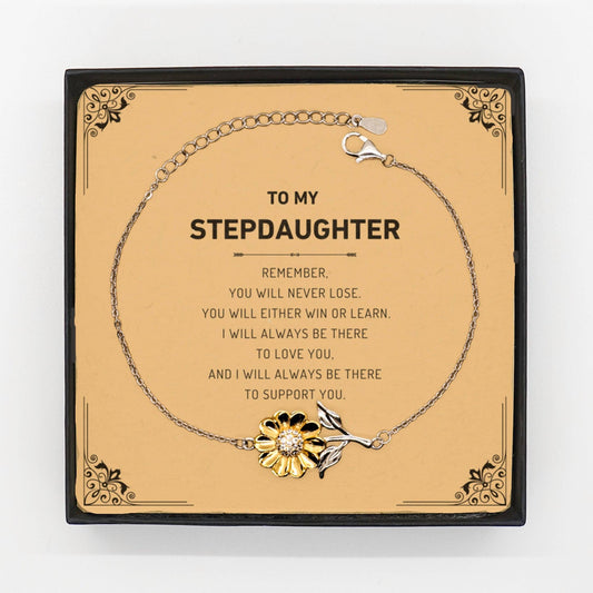 Stepdaughter Gifts, To My Stepdaughter Remember, you will never lose. You will either WIN or LEARN, Keepsake Sunflower Bracelet For Stepdaughter Card, Birthday Christmas Gifts Ideas For Stepdaughter X-mas Gifts - Mallard Moon Gift Shop