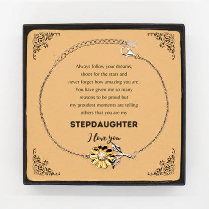 Sunflower Bracelet for Stepdaughter Present, Stepdaughter Always follow your dreams, never forget how amazing you are, Stepdaughter Birthday Christmas Gifts Jewelry for Girls Boys Teen Men Women - Mallard Moon Gift Shop