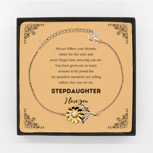 Sunflower Bracelet for Stepdaughter Present, Stepdaughter Always follow your dreams, never forget how amazing you are, Stepdaughter Birthday Christmas Gifts Jewelry for Girls Boys Teen Men Women - Mallard Moon Gift Shop