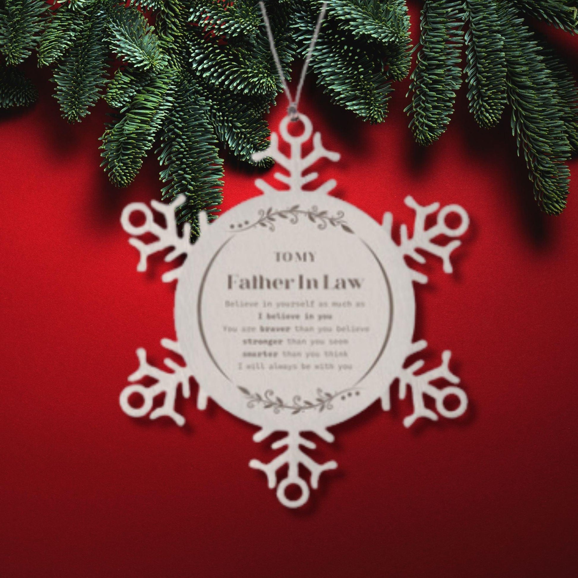 Father In Law Snowflake Ornament Gifts, To My Father In Law You are braver than you believe, stronger than you seem, Inspirational Gifts For Father In Law Ornament, Birthday, Christmas Gifts For Father In Law Men Women - Mallard Moon Gift Shop