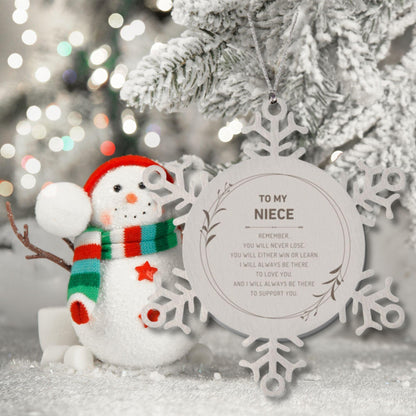 Niece Ornament Gifts, To My Niece Remember, you will never lose. You will either WIN or LEARN, Keepsake Snowflake Ornament For Niece, Birthday Christmas Gifts Ideas For Niece X-mas Gifts - Mallard Moon Gift Shop
