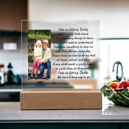 Take Me Fishing Daddy Photo Upload Personalized Acrylic Plaque