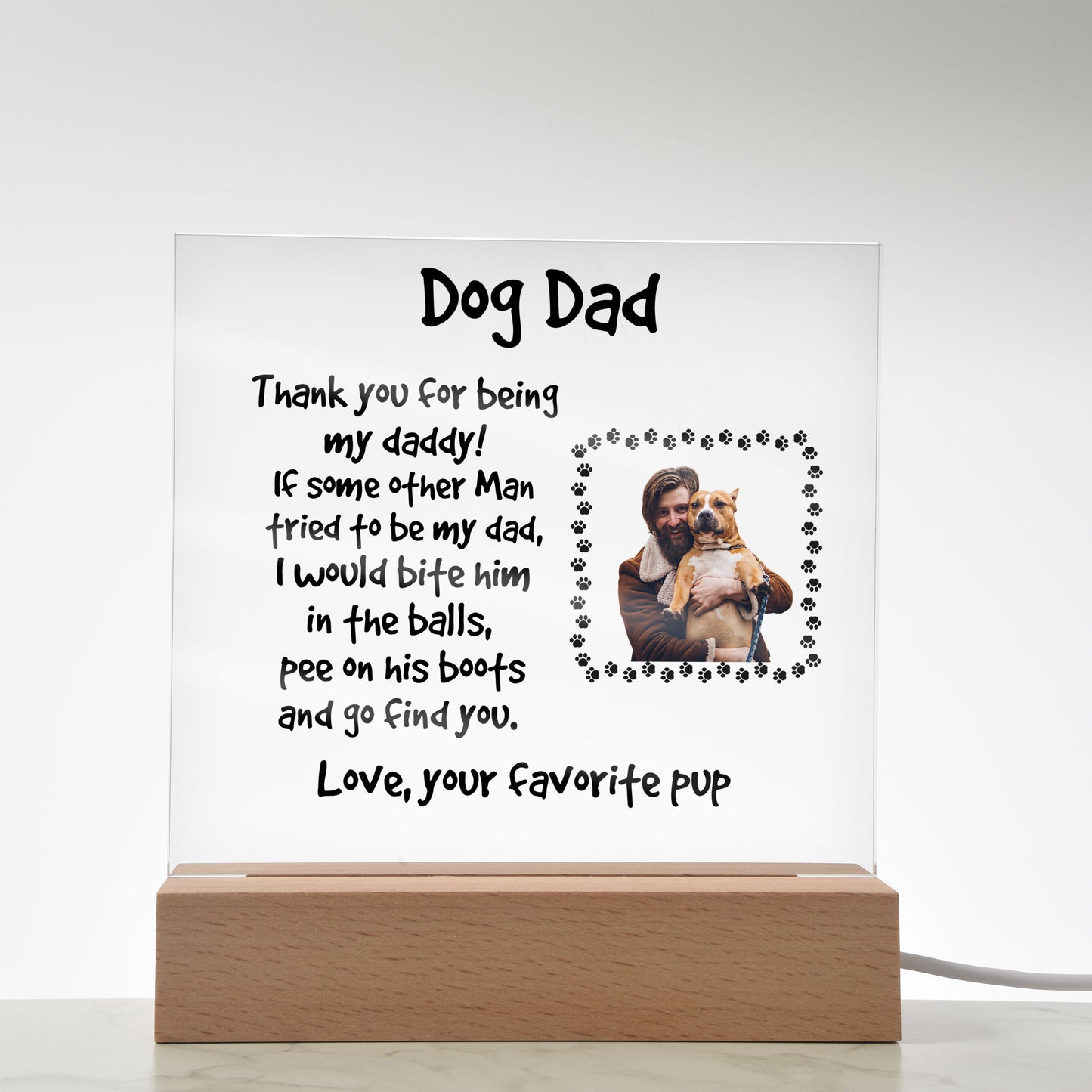 Gift for Dog Dad Custom Photo Upload Acrylic Plaque