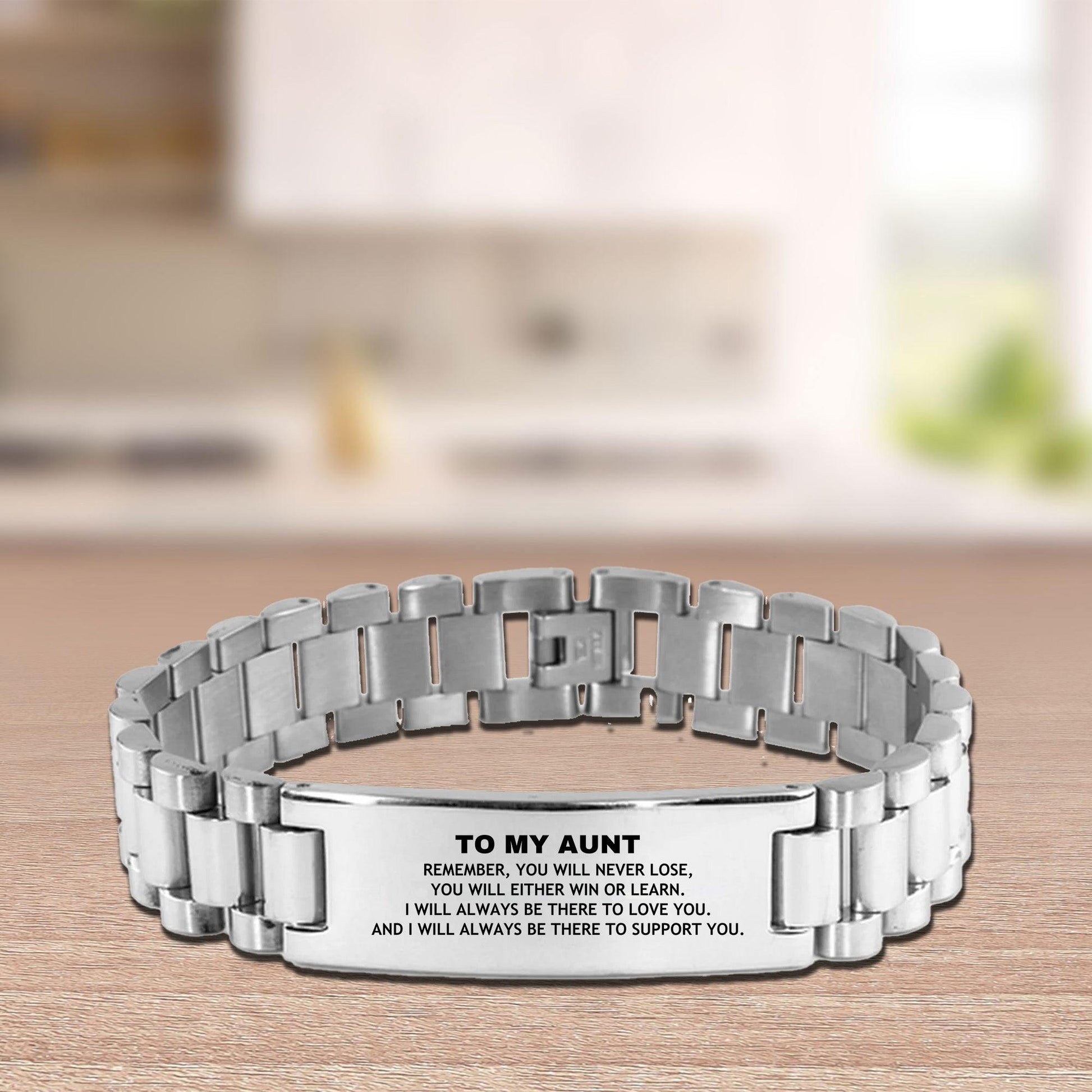 Aunt Gifts, To My Aunt Remember, you will never lose. You will either WIN or LEARN, Keepsake Ladder Stainless Steel Bracelet For Aunt Engraved, Birthday Christmas Gifts Ideas For Aunt X-mas Gifts - Mallard Moon Gift Shop