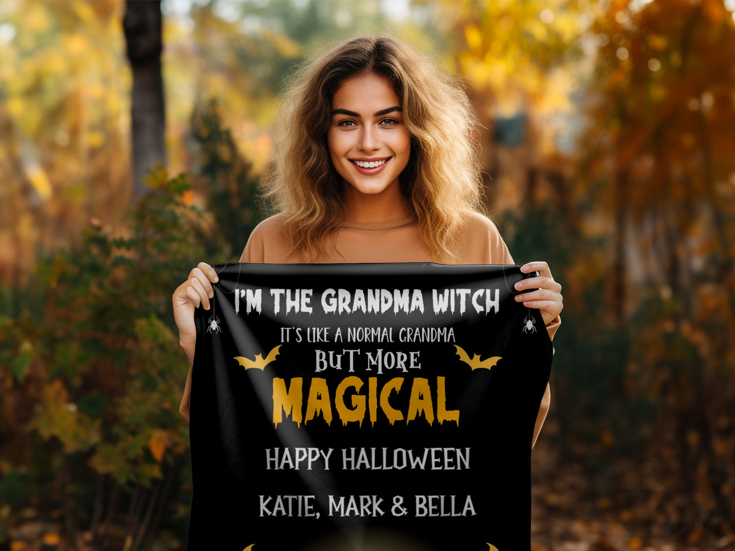 Halloween Personalized Mink Fleece Blanket - I'm the Grandma Witch But More Magical