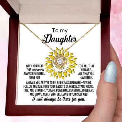 To My Daughter Be Like A Sunflower Love Knot Necklace