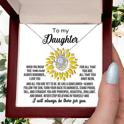 To My Daughter Be Like A Sunflower Love Knot Necklace