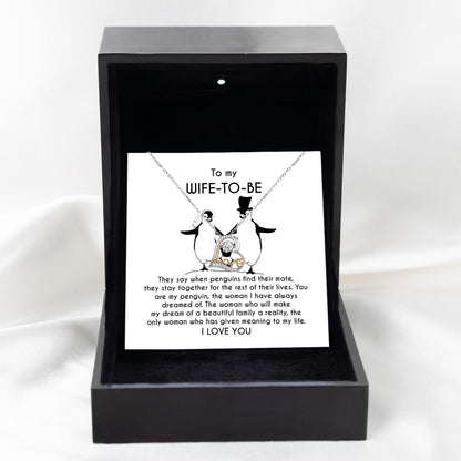 To My Wife-to-be You Are My Penguin Love Dancing Heart Pendant Necklace