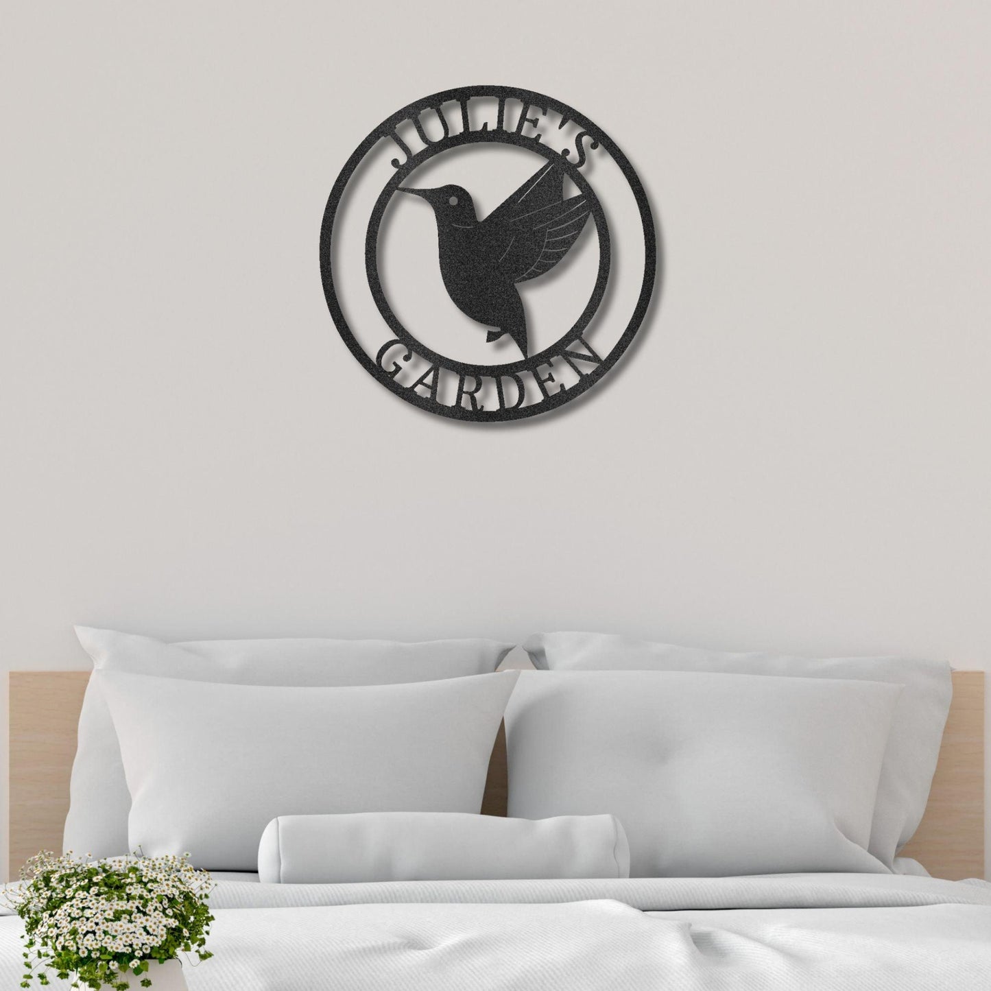 Hummingbird Monogram Personalized Metal Art Wall Sign