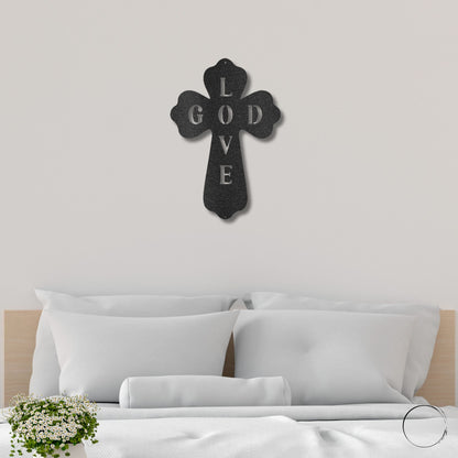 God Love Cross Metal Art Wall Sign