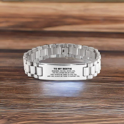 Bestie Gifts, To My Bestie Remember, you will never lose. You will either WIN or LEARN, Keepsake Ladder Stainless Steel Bracelet For Bestie Engraved, Birthday Christmas Gifts Ideas For Bestie X-mas Gifts - Mallard Moon Gift Shop