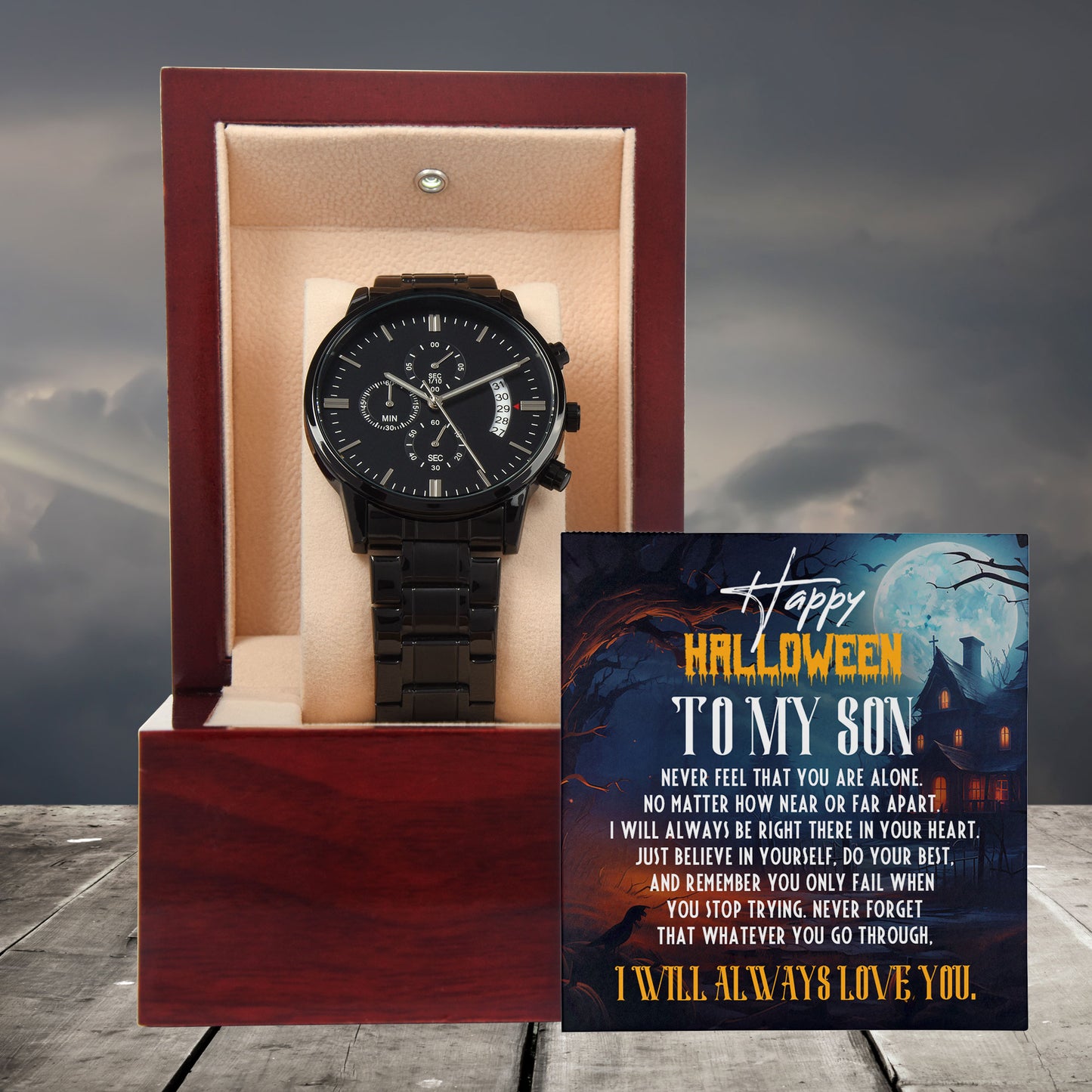 Son - Happy Halloween I Will Always Love You Black Chronograph Watch