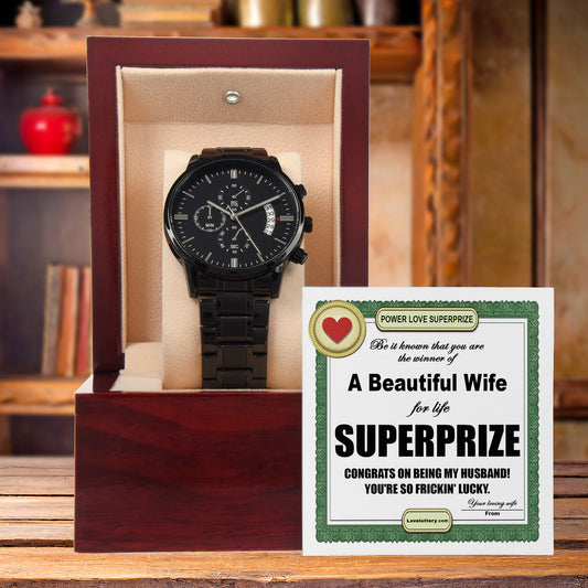 Husband Wedding Day Gift - SuperPrize-Black Chronograph Watch