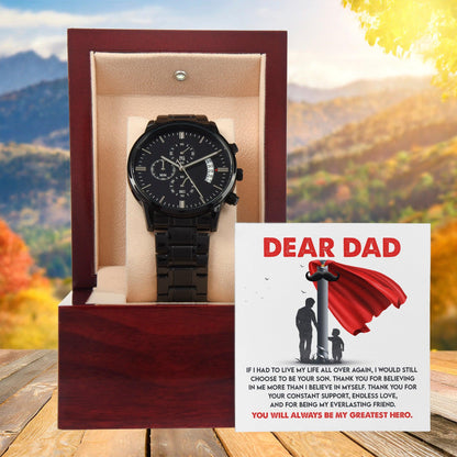 Dad Gift - You Are My Greatest Hero Black Chronograph Watch