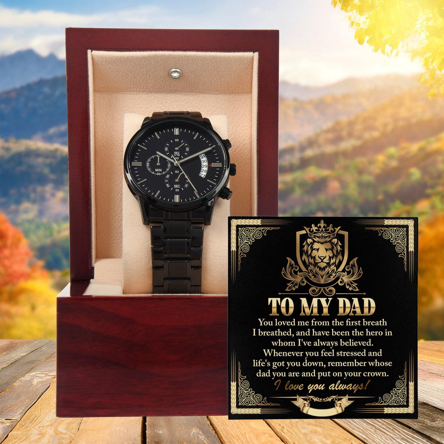 Dad Gift - Put On Your Crown Black Chronograph Watch